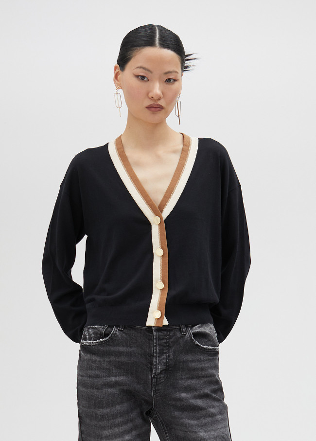 Basic contrast cardigan