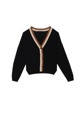 Cardigan basic con contrasto