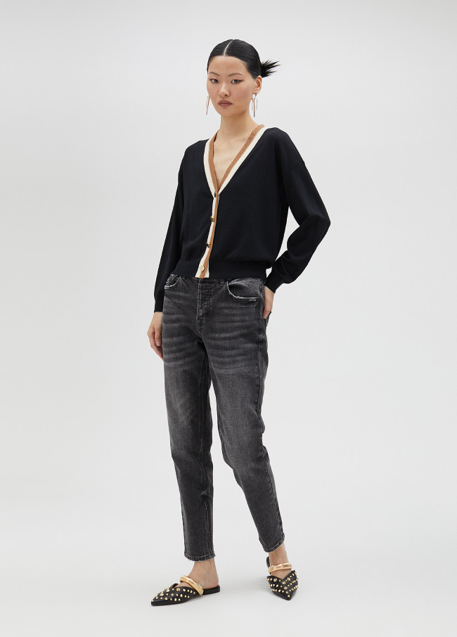 Basic Cardigan mit Kontrast