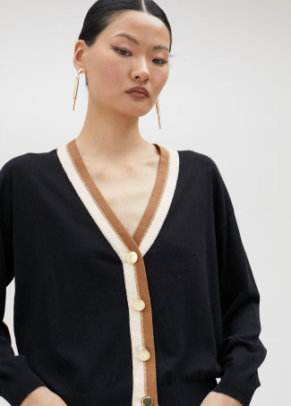 Basic Cardigan mit Kontrast