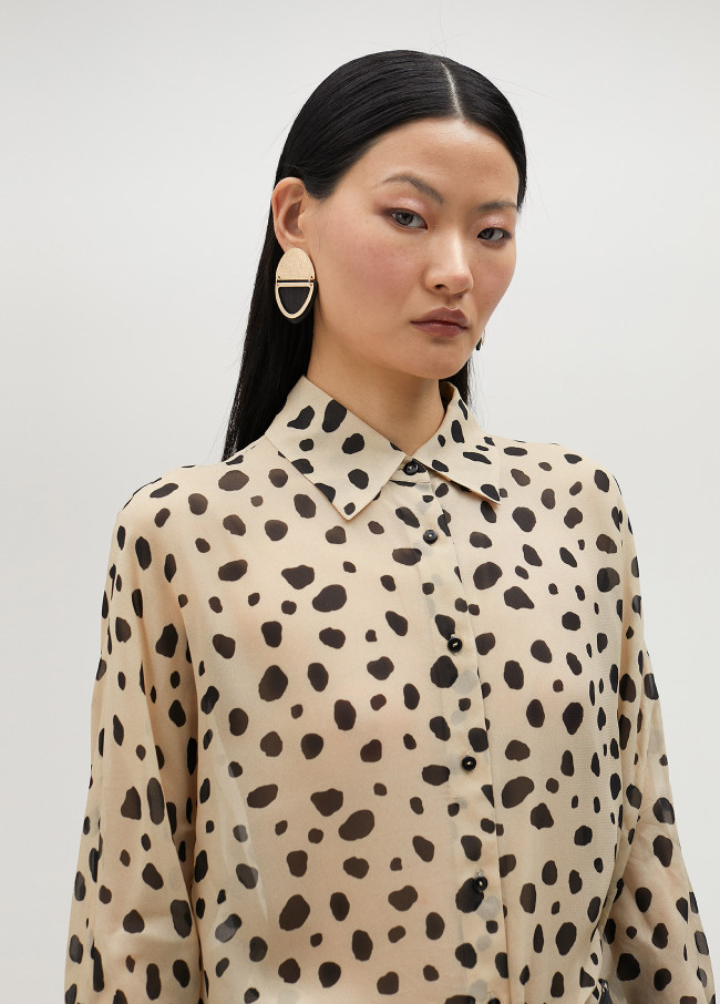 Chemise noire à pois