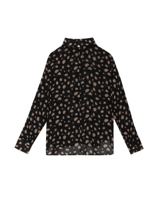 Camisa negra de topos