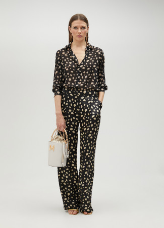 Chemise noire à pois