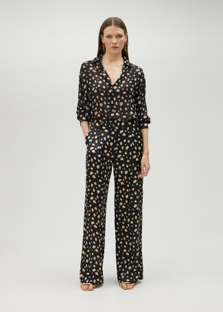 Chemise noire à pois