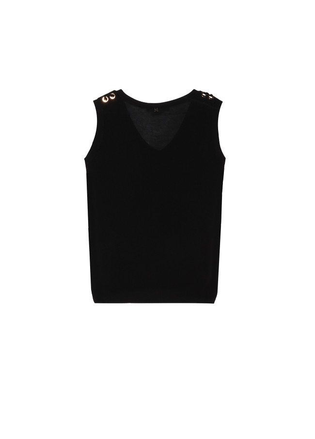 Knit top with eyelet details