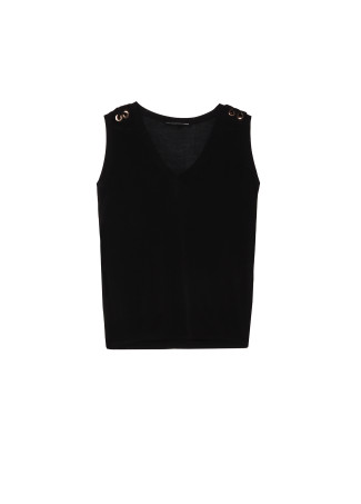 Top in maglia con occhielli