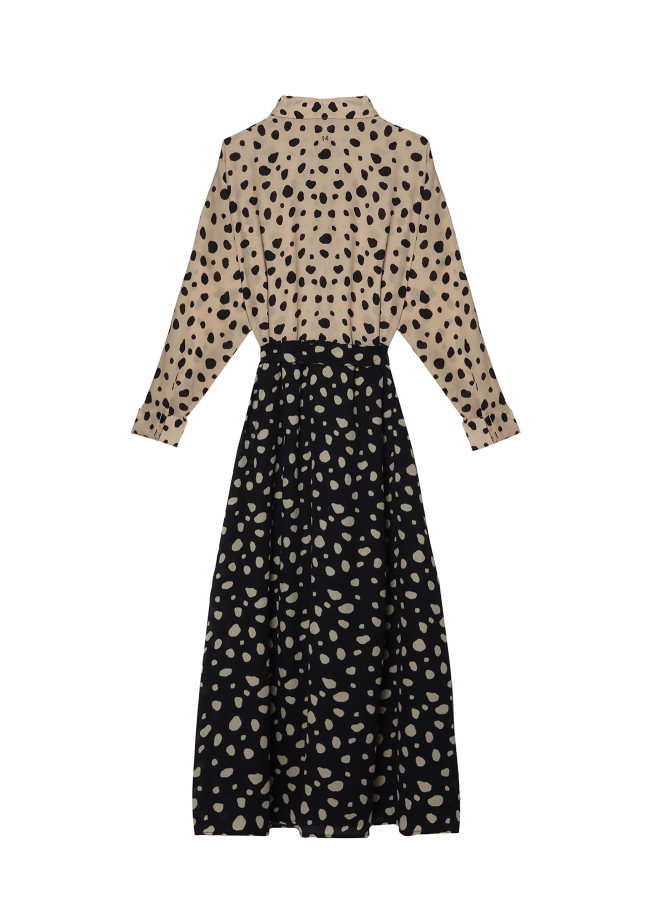 Vestido camisero de topos