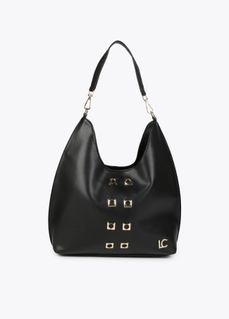 Borsa shopper con occhielli in metallo quadrati