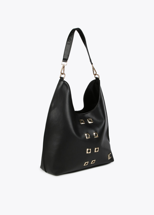 Shopper mit quadratischen Metallic-Ösen