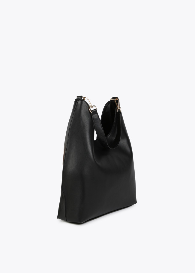 Borsa shopper con occhielli in metallo quadrati