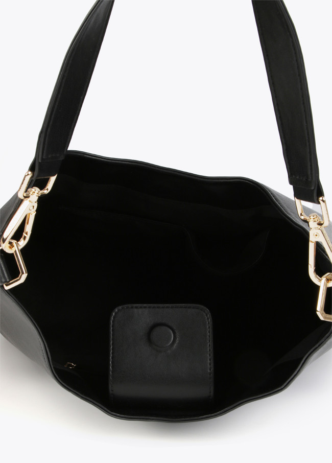 Borsa shopper con occhielli in metallo quadrati
