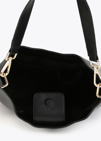 Borsa shopper con occhielli in metallo quadrati