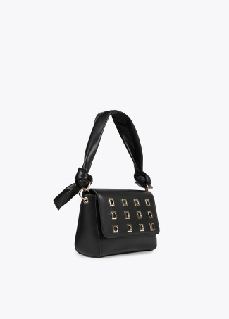 Borsa a tracolla con occhielli in metallo quadrati