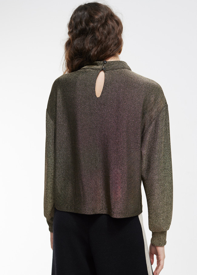 Pullover in tessuto con effetto lucido