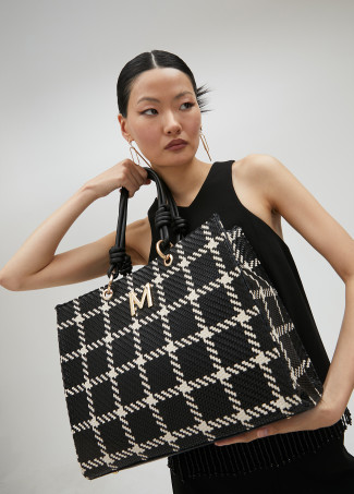 Checked tote bag