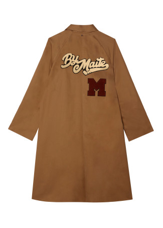 Beige trench coat with patch details