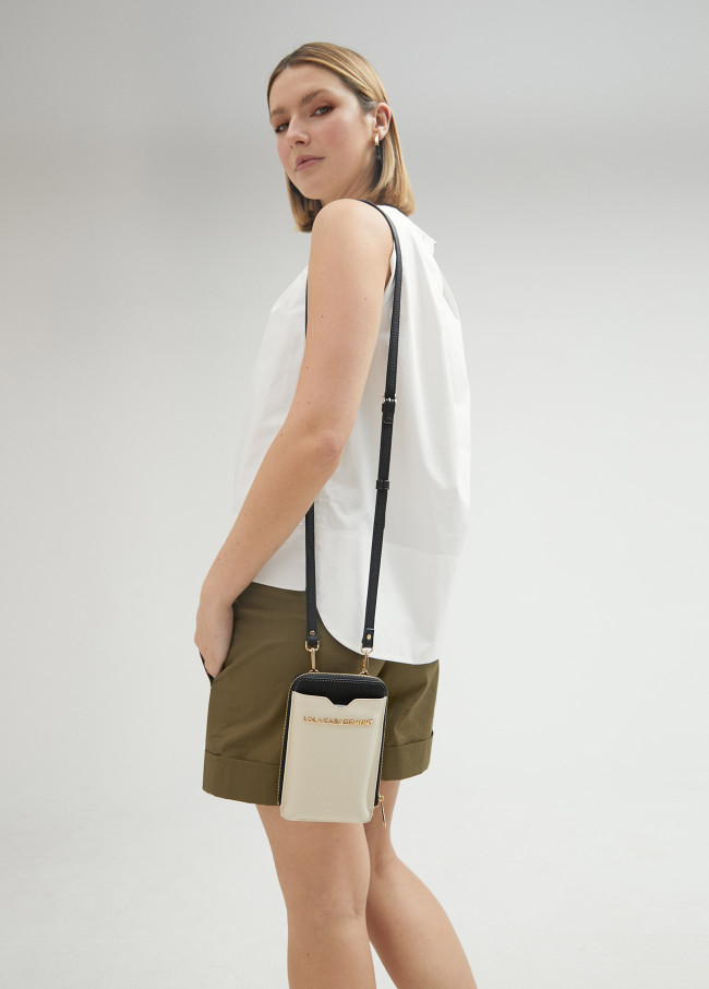 Mini borsa porta cellulare bicolore