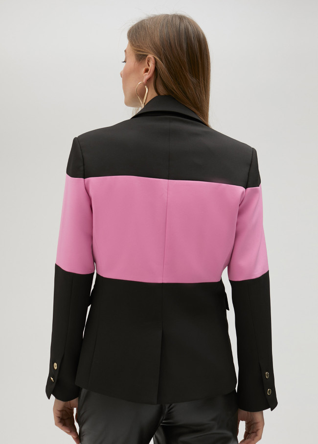 Zweifarbiger Blazer in Wickeloptik