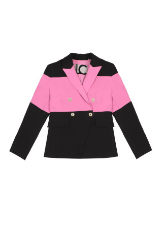 Zweifarbiger Blazer in Wickeloptik