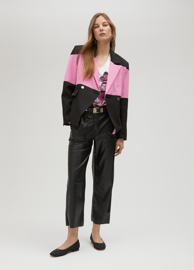 Two-tone double-breasted blazer