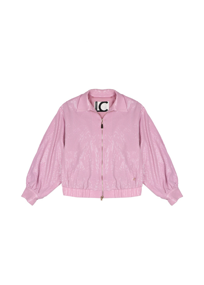Veste bomber paillettes rose