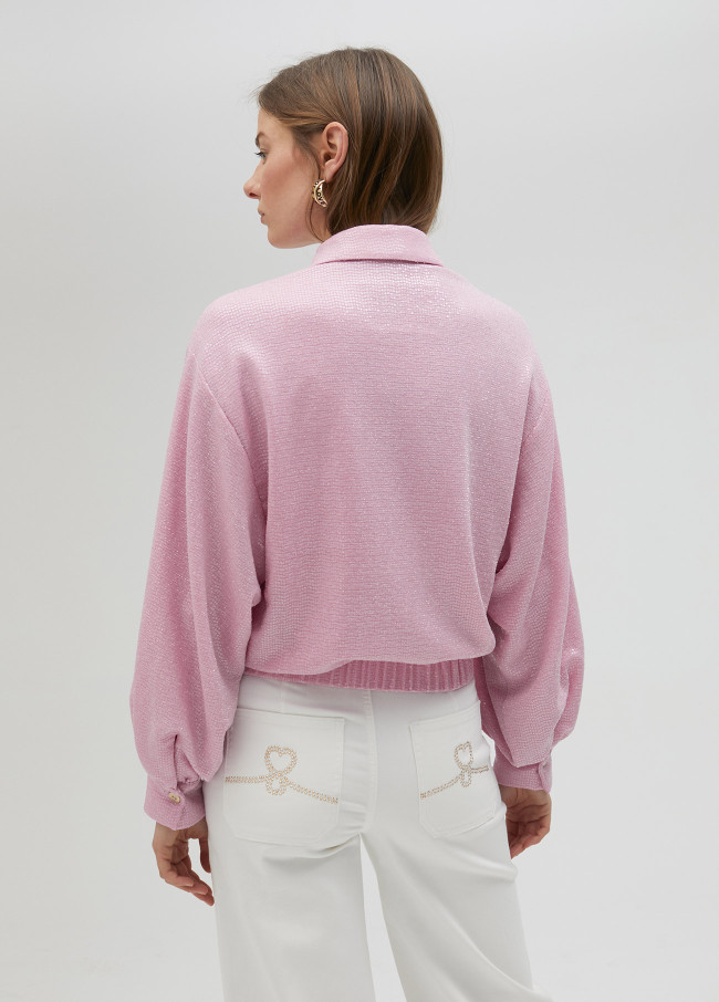 Veste bomber paillettes rose