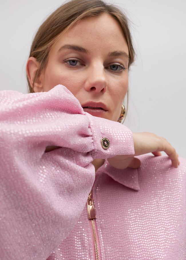 Chaqueta bomber lentejuela rosa