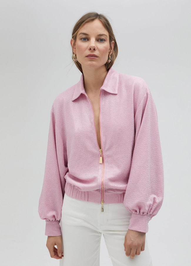 Chaqueta bomber lentejuela rosa