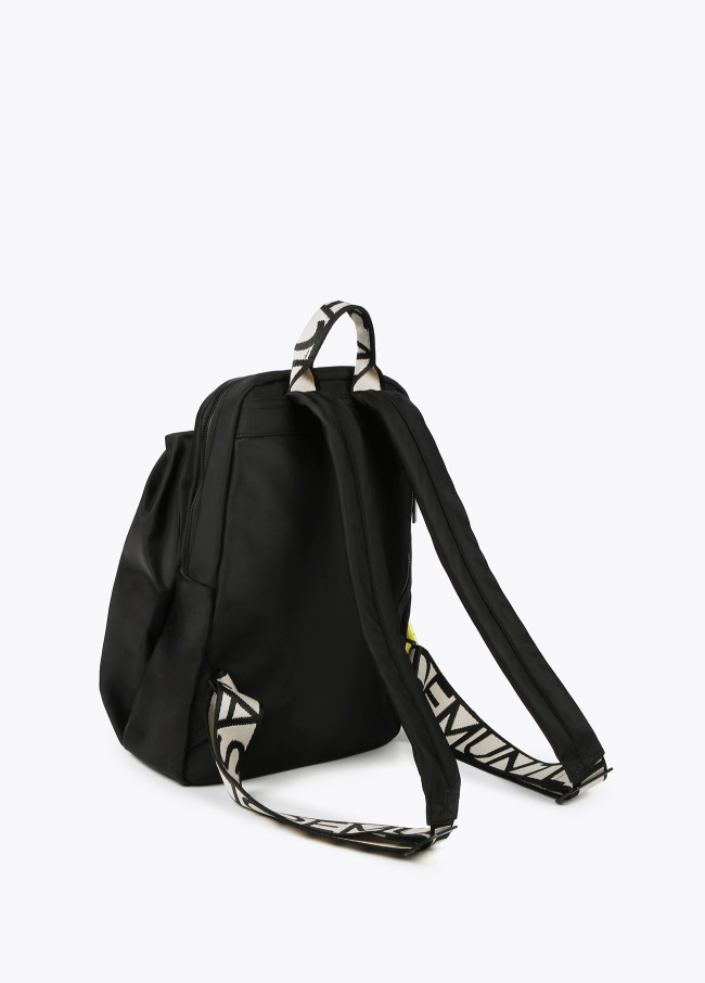 Mochila em nylon com pormenores fluorescentes