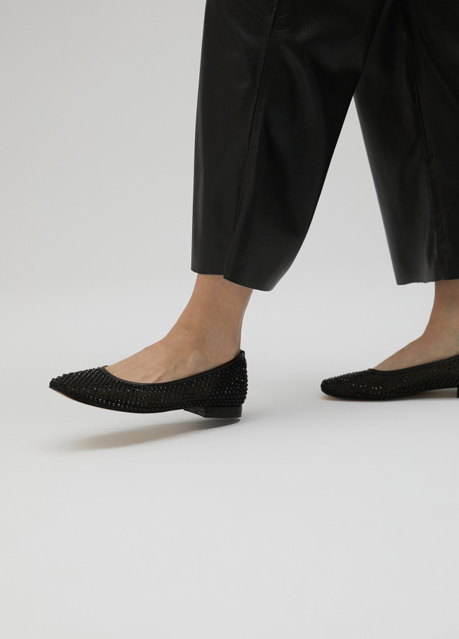 Mesh ballerinas with rhinestones