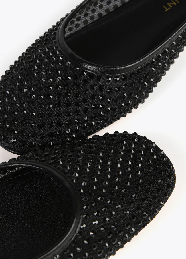 Mesh ballerinas with rhinestones