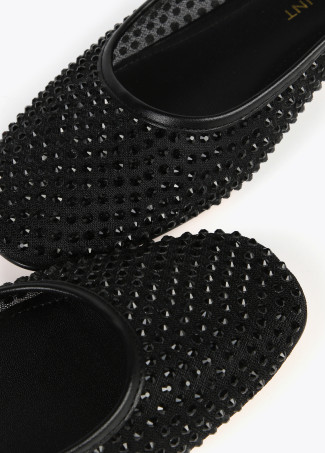 Mesh ballerinas with rhinestones