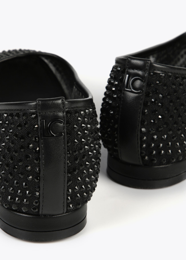 Mesh ballerinas with rhinestones