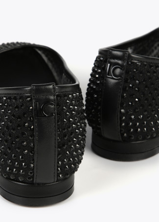 Mesh ballerinas with rhinestones