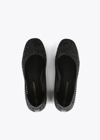 Mesh ballerinas with rhinestones