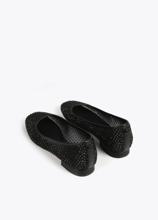 Mesh ballerinas with rhinestones
