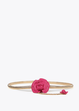 Cintura elasticizzata metallo fiori effetto pelle