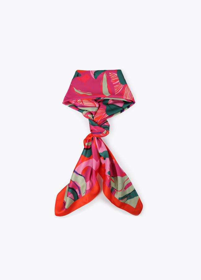 Tropical floral print satin pocket square