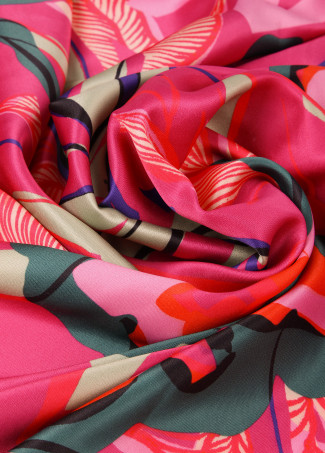 Foulard satiné fleurs tropicales