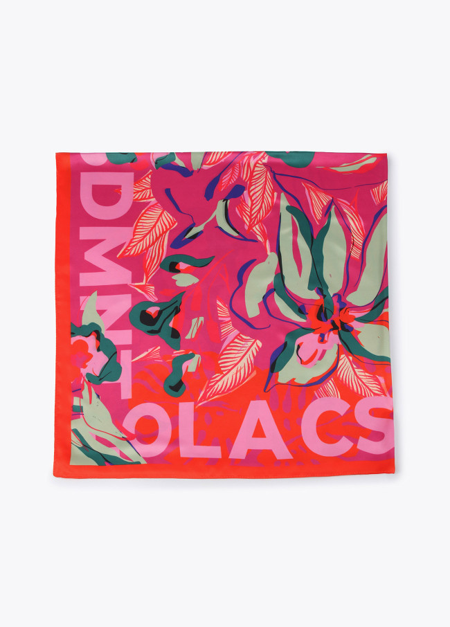 Foulard satiné fleurs tropicales