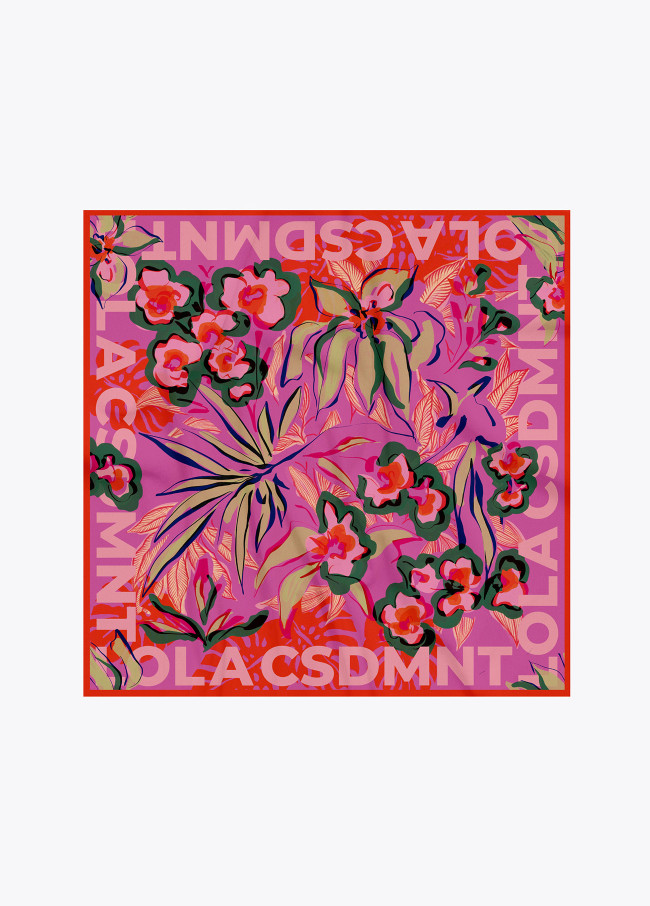 Tropical floral print satin pocket square