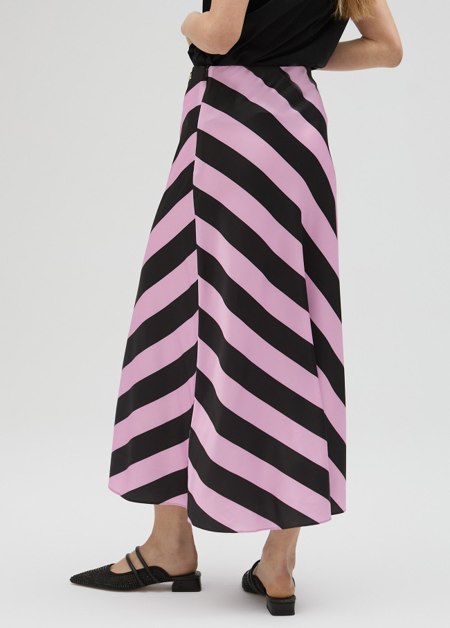 Striped satin skirt