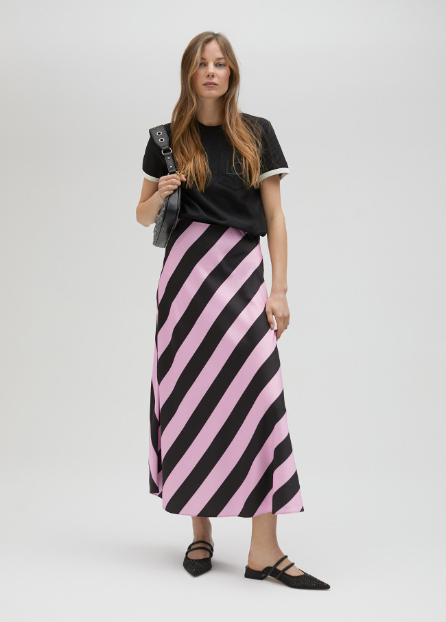 Striped satin skirt