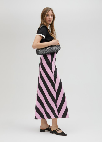 Striped satin skirt