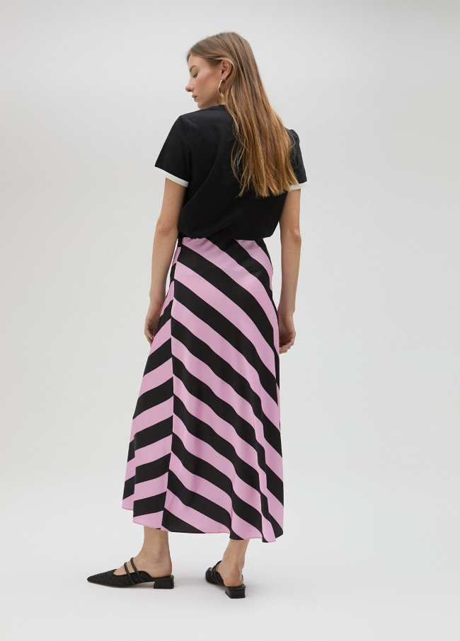 Striped satin skirt