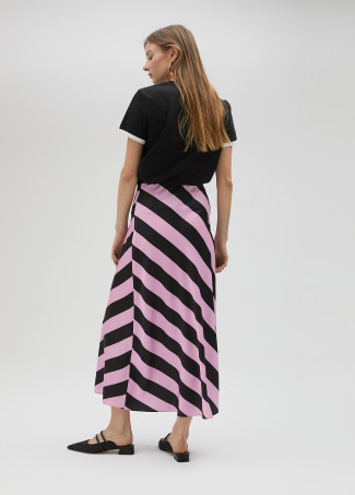 Striped satin skirt