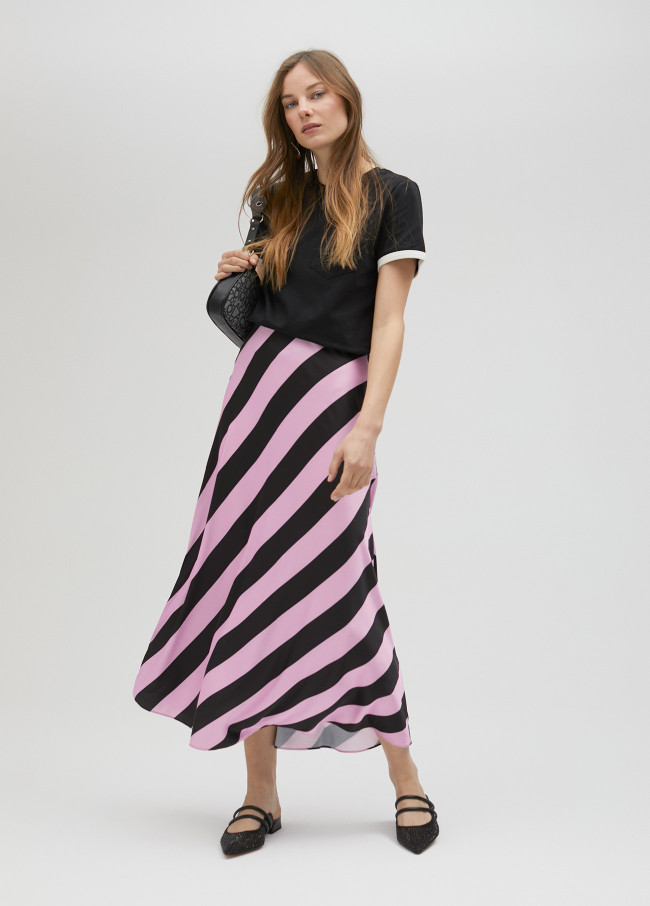 Striped satin skirt