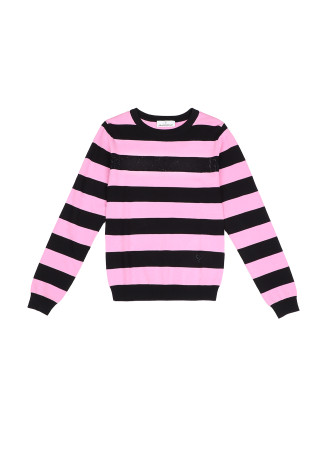 Pullover bicolore a righe con dettaglio di strass