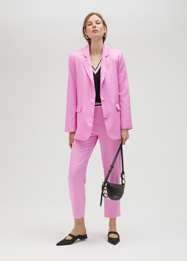 Calças de fato direitas