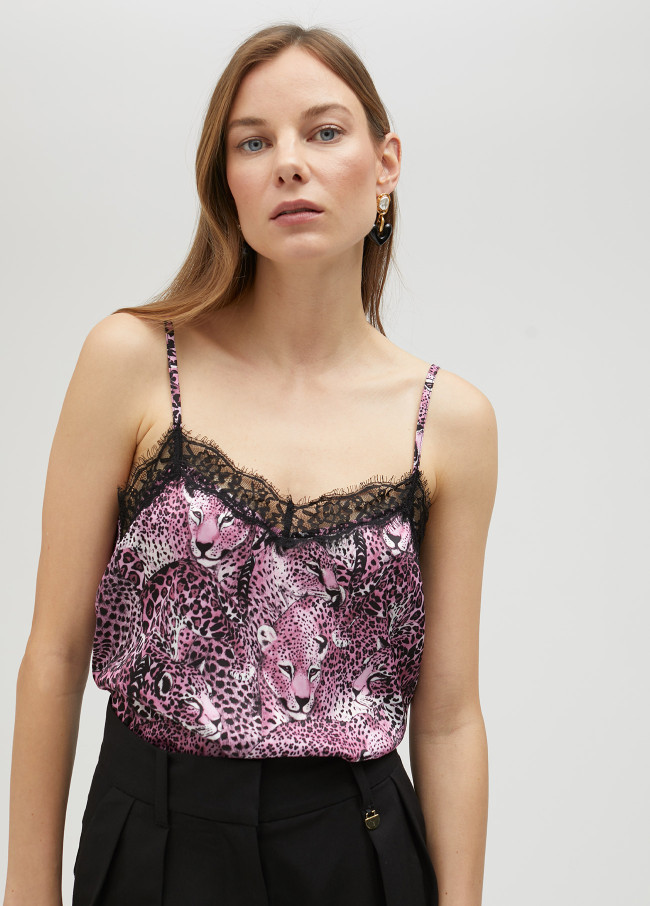 Pink animal print camisole top